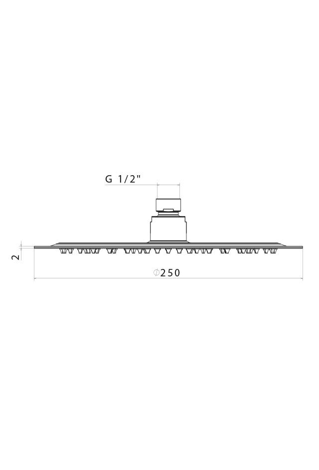 Disegno tecnico Vema V08243 - Soffione doccia ultraslim tondo 250 mm