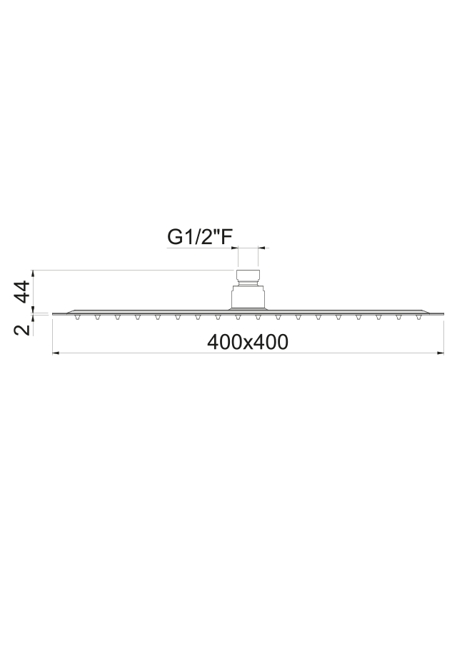 Disegno tecnico Vema V08259 - Soffione doccia ultraslim quadro 400x400 mm