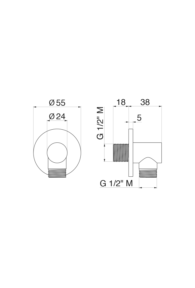 Disegno tecnico Vema V13170 - Presa acqua a parete