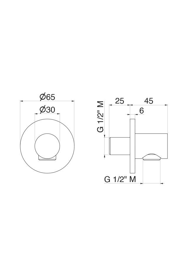 Disegno tecnico Vema V17170 - Presa acqua a parete
