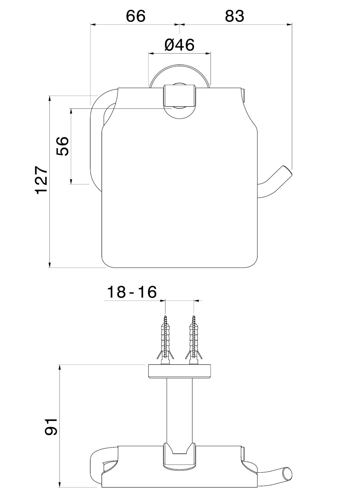 Disegno tecnico Vema V17355 - Porta rotolo