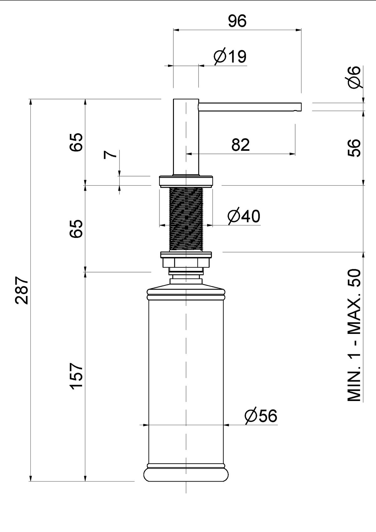Disegno tecnico Vema V17360 - Dispenser sapone Reka