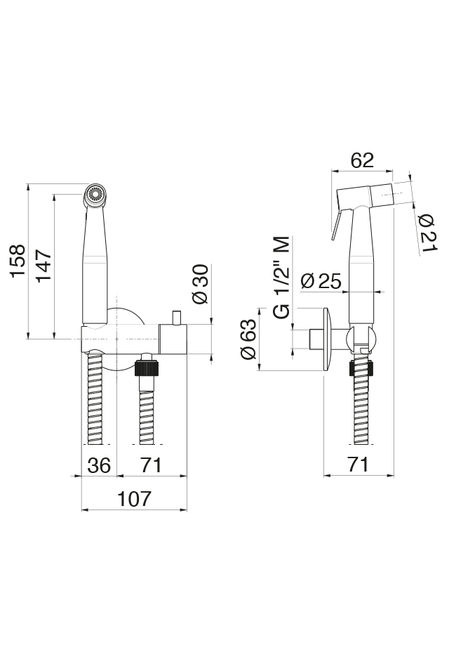 Disegno tecnico Vema V17400 - Doccetta igienica