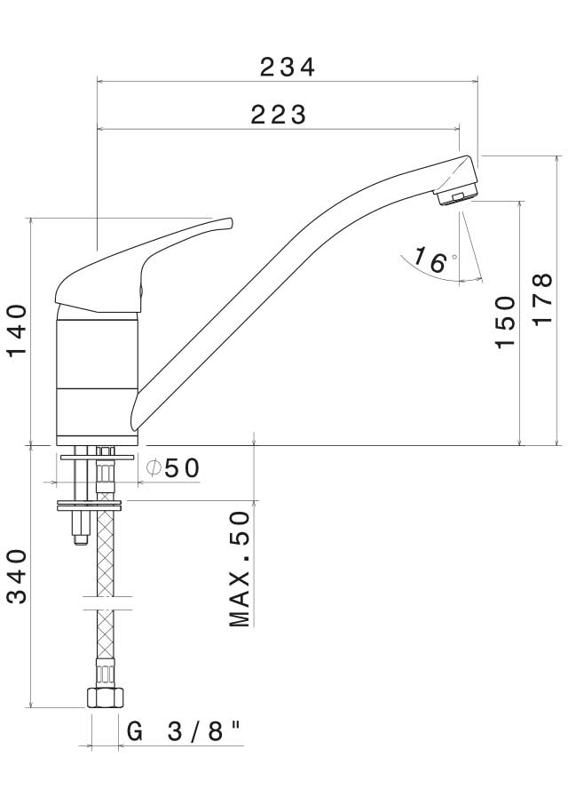 Disegno tecnico Vema V23120 - Miscelatore cucina Venenza con canna girevole