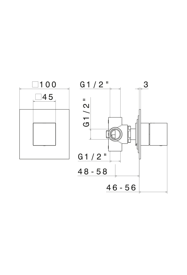 Disegno tecnico Vema V25120 - Deviatore Wellness Brass da incasso