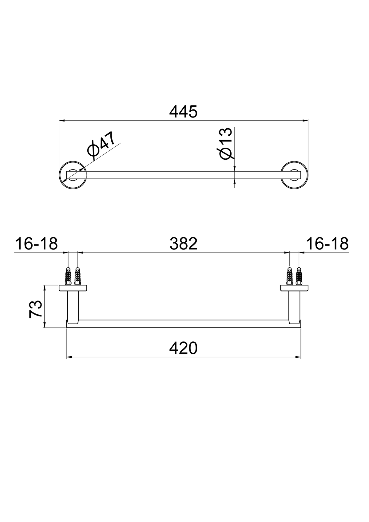 Disegno tecnico Vema V27311 - Porta salviette 400 mm