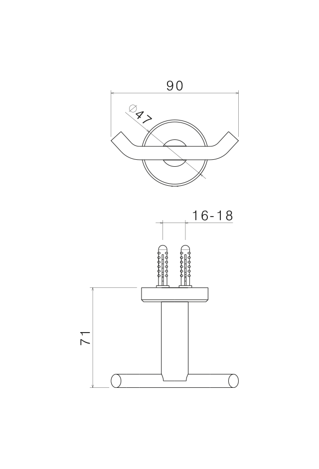 Disegno tecnico Vema V27330 - Appendino bagno