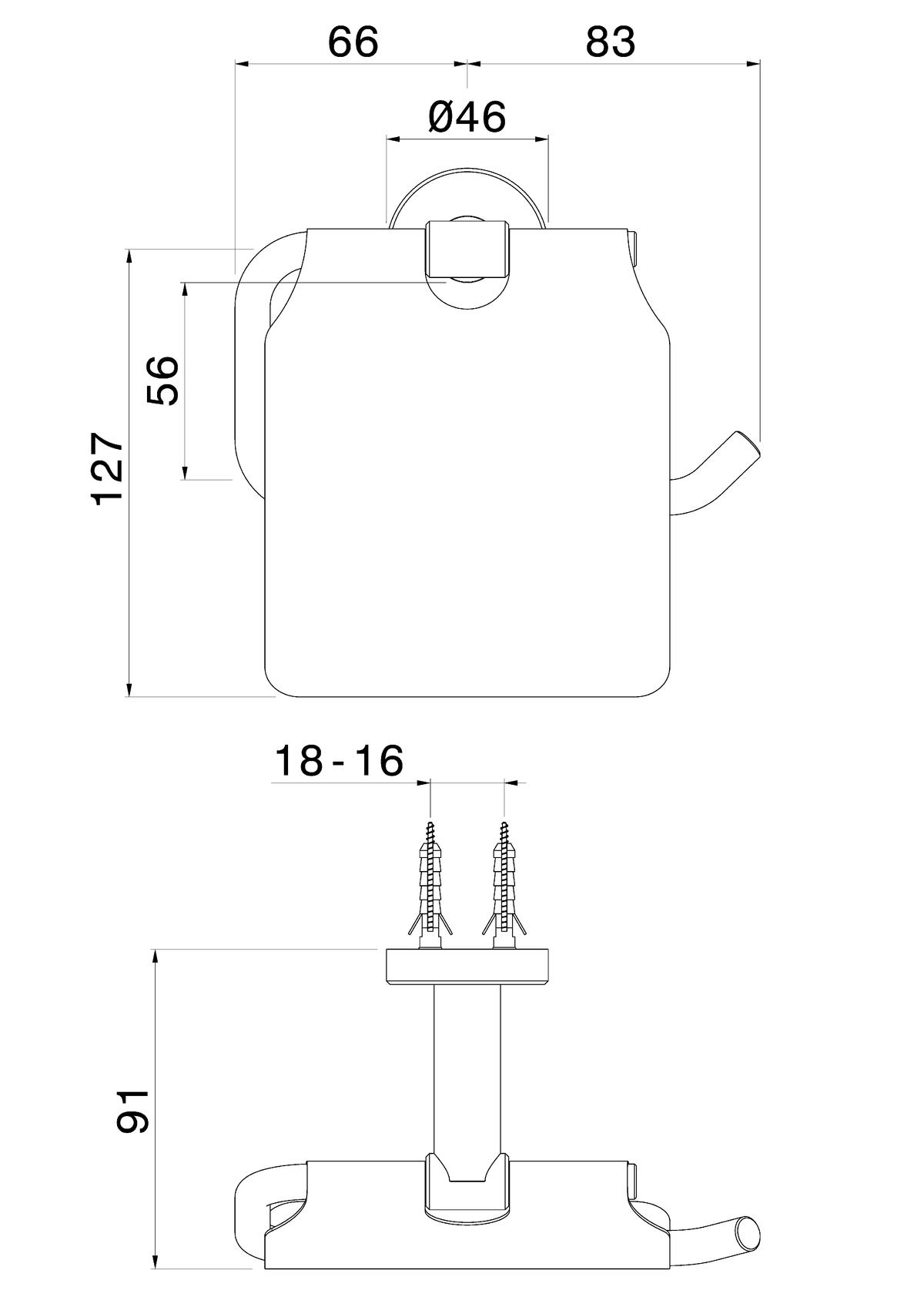 Disegno tecnico Vema V27355 - Porta rotolo