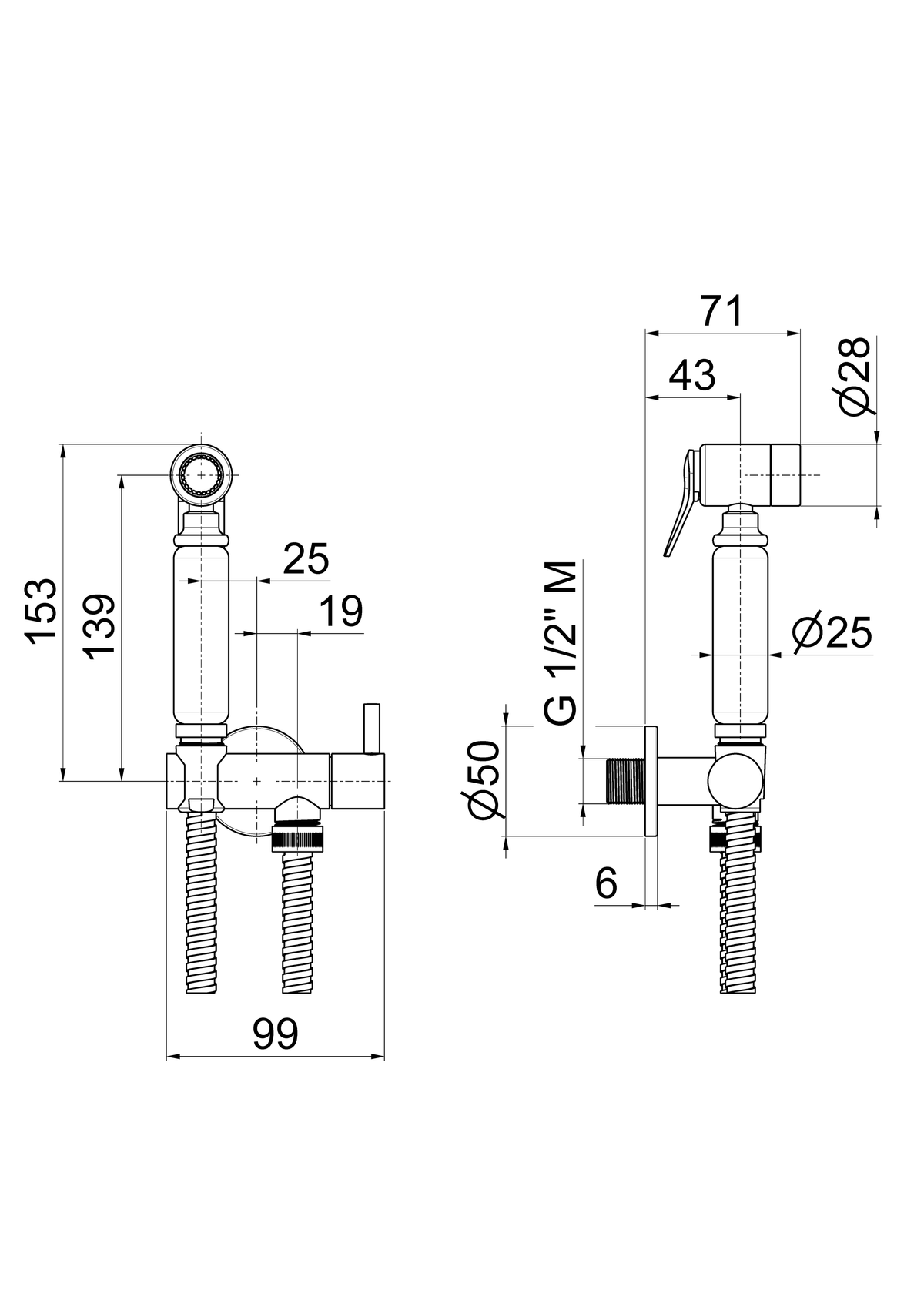 Disegno tecnico Vema V27400 - Doccetta igienica