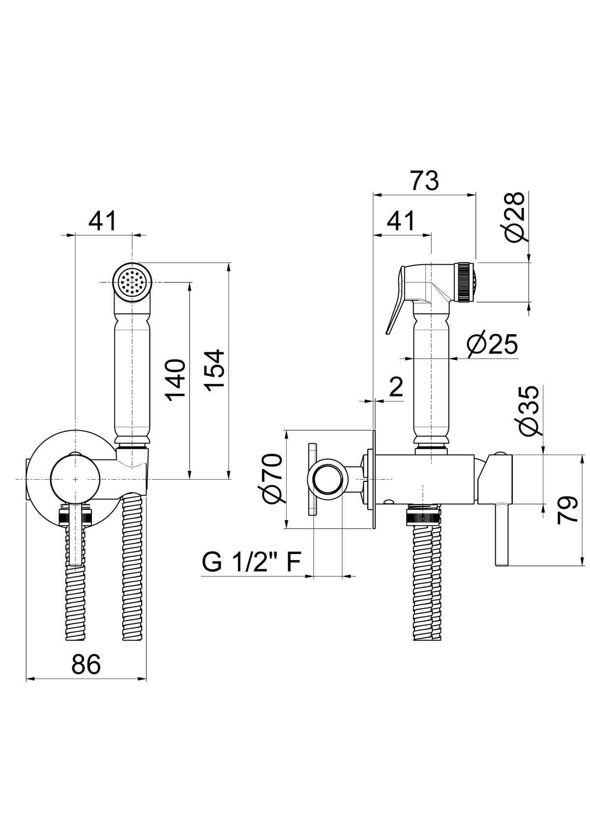 Disegno tecnico Vema V27405 - Doccetta igienica