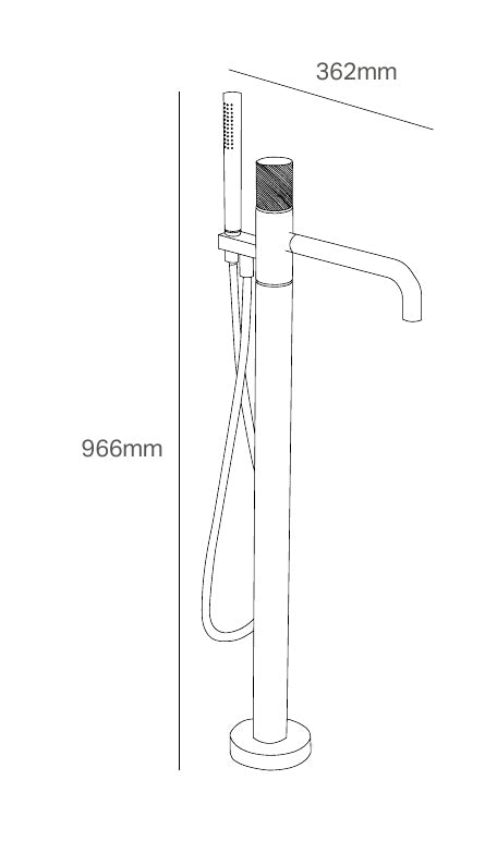 Disegno tecnico PDF con quote - Versace Cannetè Miscelatore Vasca a pavimento - finitura non rappresentata