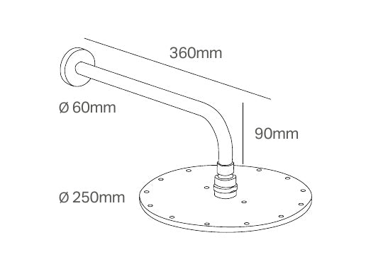 Disegno tecnico PDF con quote - Versace Curvy / Cannetè Soffione Con Braccio - finitura non rappresentata