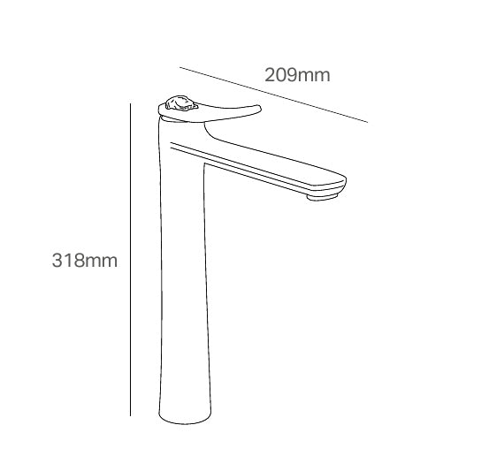 Disegno tecnico PDF con quote - Versace Curvy Miscelatore Lavabo Alto - finitura non rappresentata