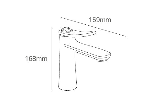 Disegno tecnico PDF con quote - Versace Curvy Miscelatore Lavabo - finitura non rappresentata