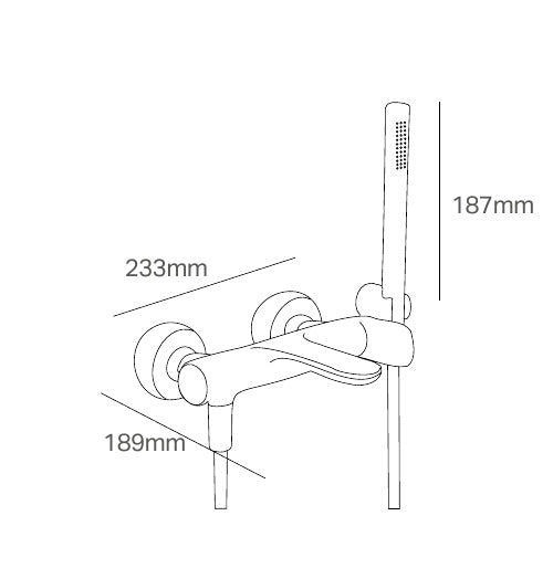 Disegno tecnico PDF con quote - Versace Curvy Miscelatore Vasca Esterno con set doccia - finitura non rappresentata