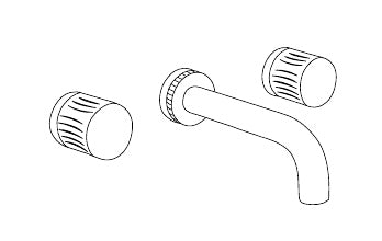 Disegno tecnico PDF ufficiale - Versace Glass Batteria Lavabo 3 fori a parete Round - finitura non rappresentata
