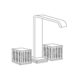 Disegno tecnico PDF ufficiale - Versace Glass Batteria Lavabo 3 fori Square - finitura non rappresentata