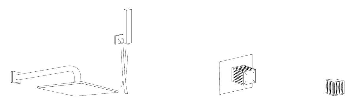 Disegno tecnico PDF ufficiale - Versace Glass Set doccia Square - finitura non rappresentata