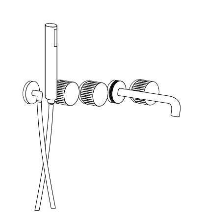 Disegno tecnico PDF ufficiale - Versace Glass Gruppo Bordo Vasca + Doccetta a parete Round - finitura non rappresentata