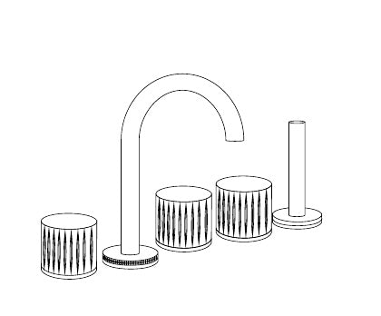 Disegno tecnico PDF ufficiale - Versace Glass Gruppo Bordo Vasca + Doccetta Round - finitura non rappresentata