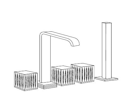Disegno tecnico PDF ufficiale - Versace Glass Gruppo Bordo Vasca + Doccetta Square - finitura non rappresentata