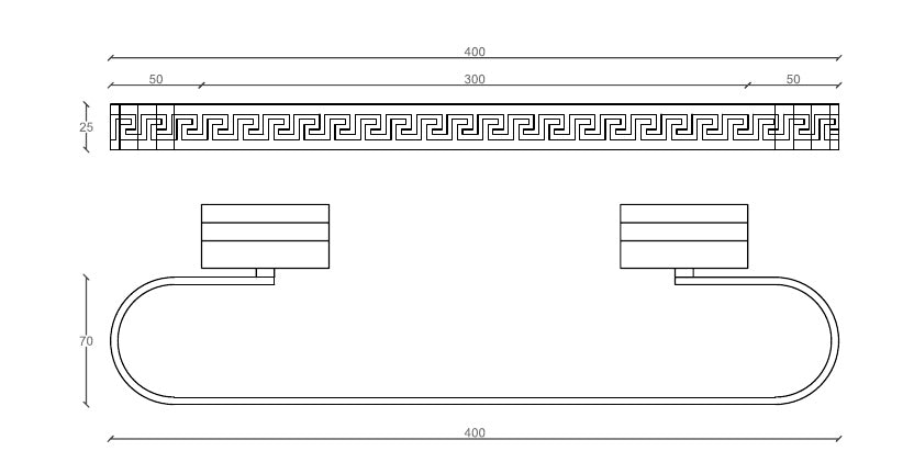 Disegno tecnico PDF con quote - Versace Greek Porta asciugamano 40x7 cm - finitura non rappresentata
