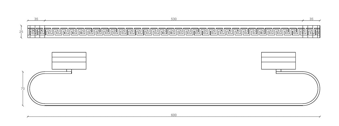 Disegno tecnico PDF con quote - Versace Greek Porta asciugamano 60x7 cm - finitura non rappresentata