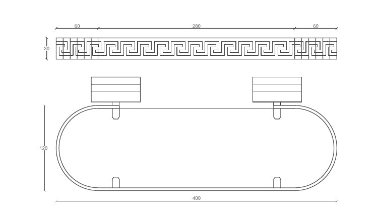 Disegno tecnico PDF con quote - Versace Greek Mensola 40x12 cm - finitura non rappresentata