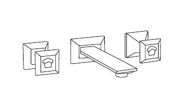 Disegno tecnico PDF ufficiale - Versace Superbe Batteria Lavabo 3 fori a parete - finitura non rappresentata