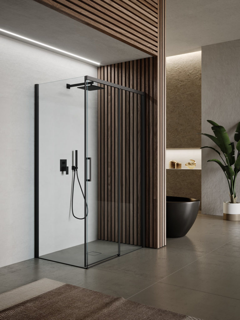 Box Doccia Adele nero opaco carbon lato scorrevole+lato fisso - Box Doccia di Vanitadocce - Prezzo solo €1058! Compra ora su CEGO CERAMICHE
