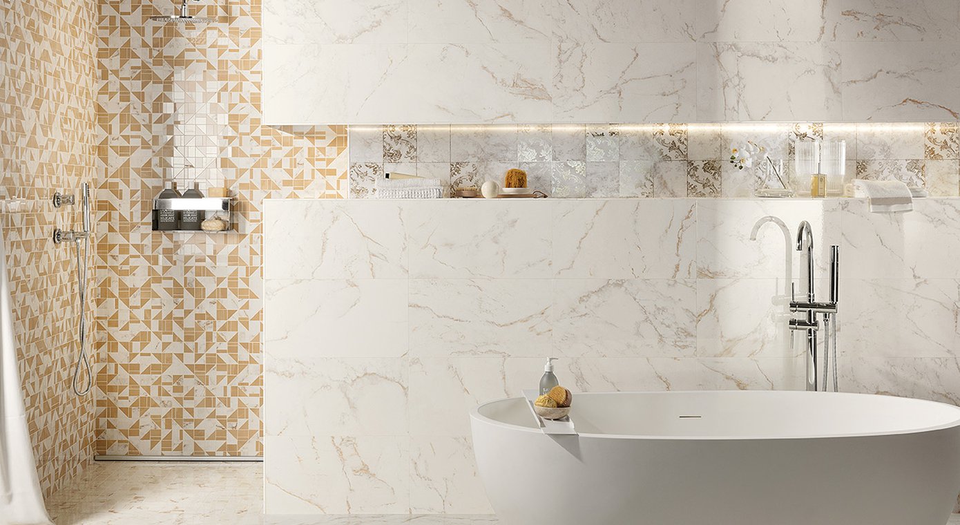 Calacatta Delicato Brillante (lucido) 50x120 - Roma Gold - Pasta Bianca di Fap Ceramiche - Prezzo solo €72.90! Compra ora su CEGO CERAMICHE