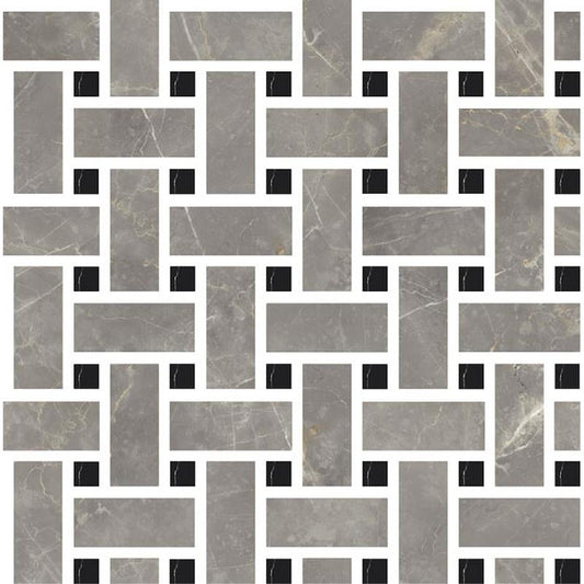 Marmorea Mosaico Intreccio Grigio Imperiale Effect levigato - Gres Porcellanato di Fioranese - Prezzo solo €90.90! Compra ora su CEGO CERAMICHE